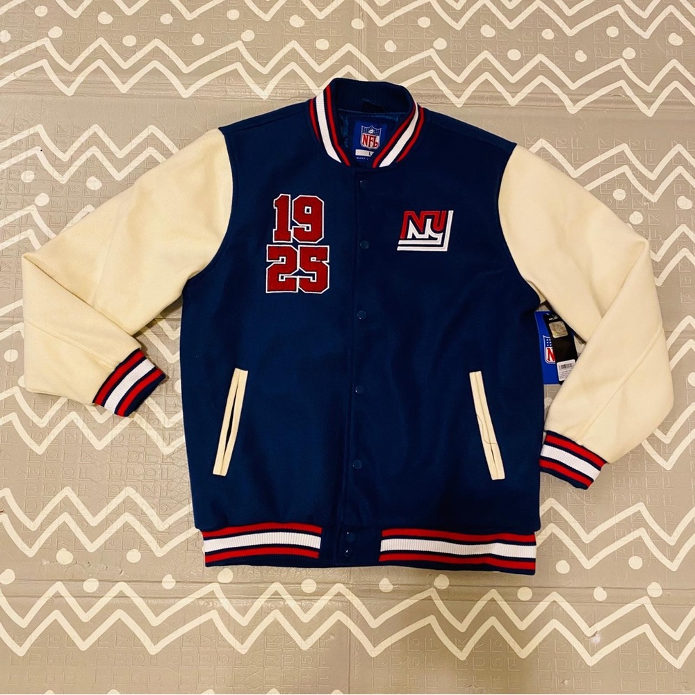 Vintage retro New York Ny giants suede wool varsity letterman bomber jacket